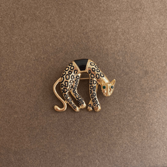 Vintage Baroque Leopard Head Pin Brooch