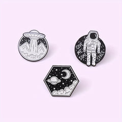 Outer Space Landscape Enamel Pins & Painting Bag Brooch Lapel Badge