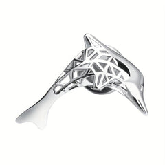Hollow Auspicious Dolphin Brooch Jewelry Clothes Pin Suit Word Collar Pin