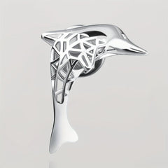 Hollow Auspicious Dolphin Brooch Jewelry Clothes Pin Suit Word Collar Pin