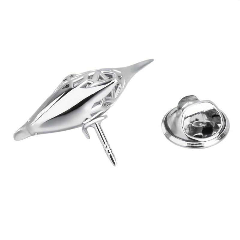 Hollow Auspicious Dolphin Brooch Jewelry Clothes Pin Suit Word Collar Pin