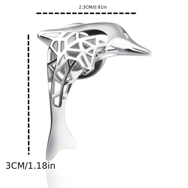 Hollow Auspicious Dolphin Brooch Jewelry Clothes Pin Suit Word Collar Pin