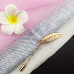 Men's Feather Insert Needle College Style Business Suit Brooch