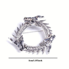 Vintage Silver Dragon Head Metal Brooch Pin Jewelry