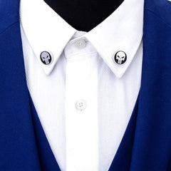 Men's Silver Skull Brooch Pin Collar Pin Halloween Brooch