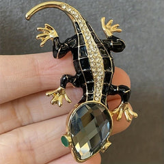 Crystal Lizard Brooches For Men Animal Pins Summer Shining Jewelry