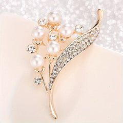 Golden Flower Bouquet Brooch Corsage Scarf Clip