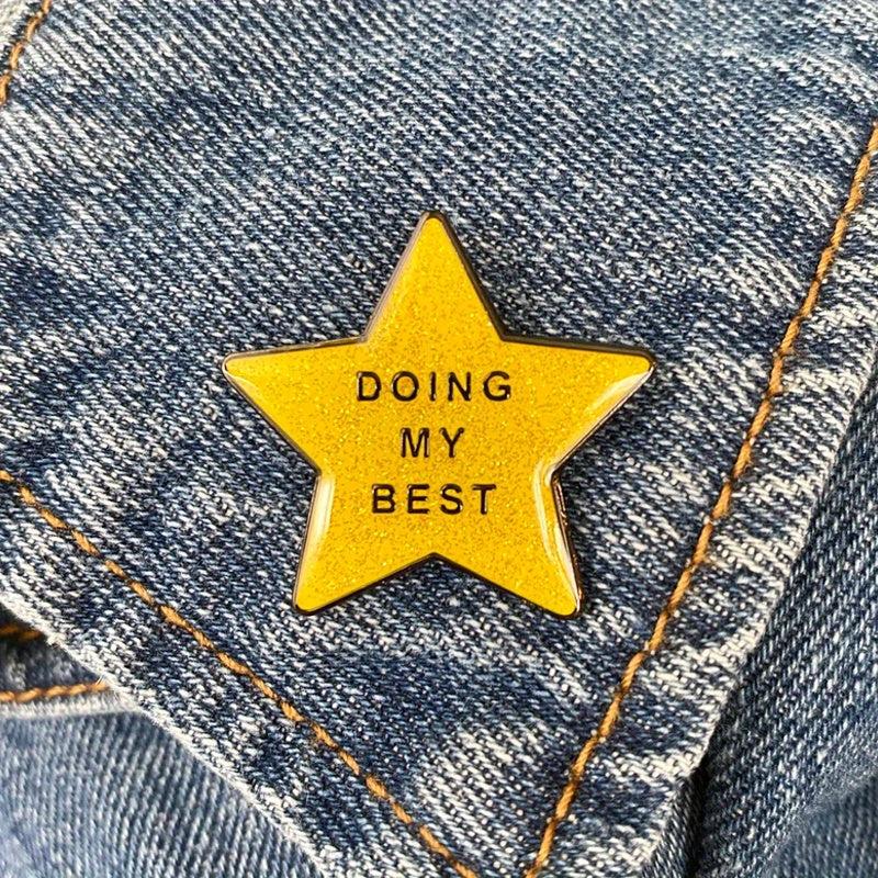Glittery Golden Star Pin Encouraging Gift