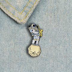 Space Saxophone Astronaut Brooch Pin