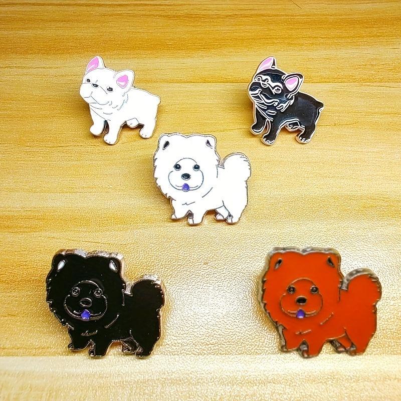 Colorful Bulldogs Lion Dogs Pet Animals Brooches Buttons Men