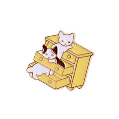 Cartoon Cat Alloy Brooch Funny Little Cat Animal Badge Bag Clothing Pins