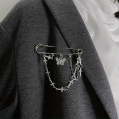 Minimalist Tassel Chain Brooch Pin