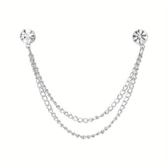 Rhinestone Chain Tassel Brooch Pin Clothing Jewelry