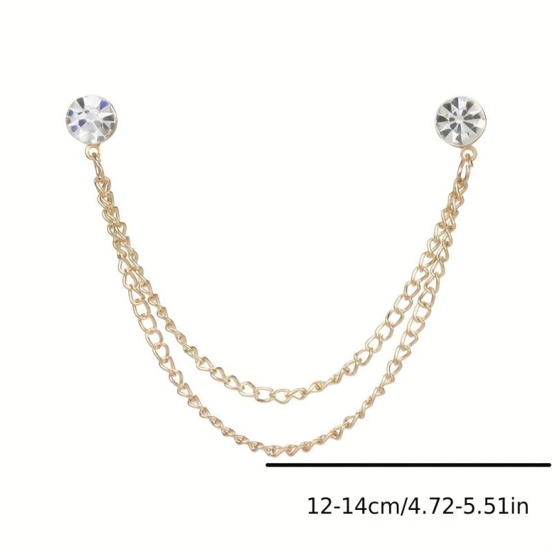 Rhinestone Chain Tassel Brooch Pin Clothing Jewelry