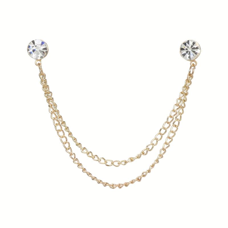 Rhinestone Chain Tassel Brooch Pin Clothing Jewelry