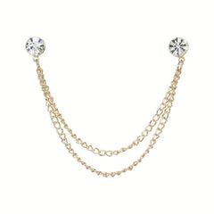 Rhinestone Chain Tassel Brooch Pin Clothing Jewelry
