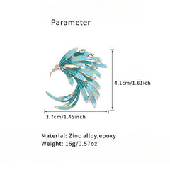Gradient Phoenix Feather Enamel Brooch for Men