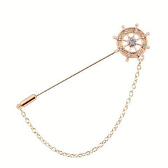 Rhinestone Anchor Chain Tassel Brooch Pin Clothing Jewelry