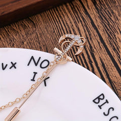 Rhinestone Anchor Chain Tassel Brooch Pin Clothing Jewelry