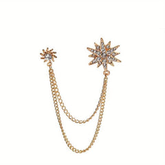 Men's Crystal Rhinestone Brooch Collar Pin Rudder Anchor Shirt Buckle