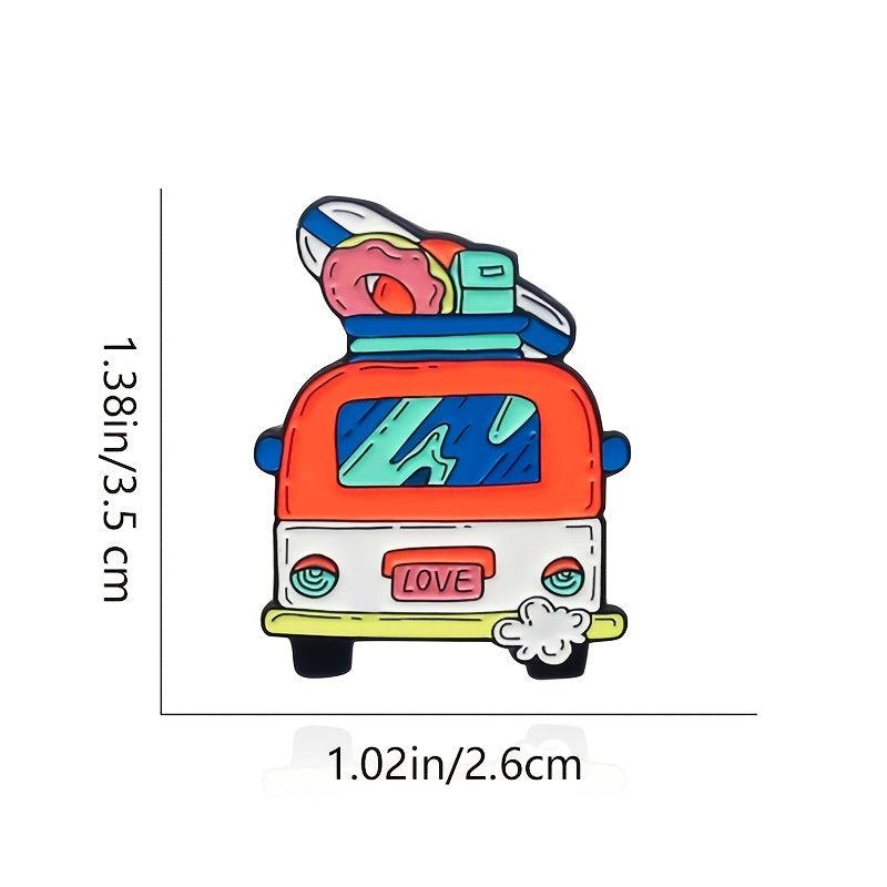 Love Bus Brooch Pin Vintage Style Enamel Jewelry