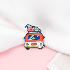 Love Bus Brooch Pin Vintage Style Enamel Jewelry