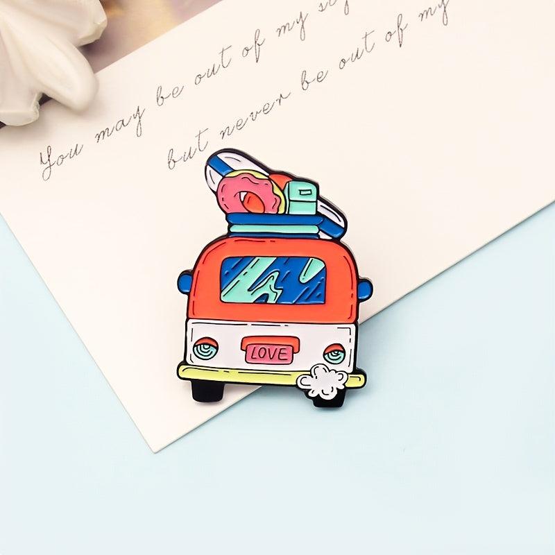 Love Bus Brooch Pin Vintage Style Enamel Jewelry