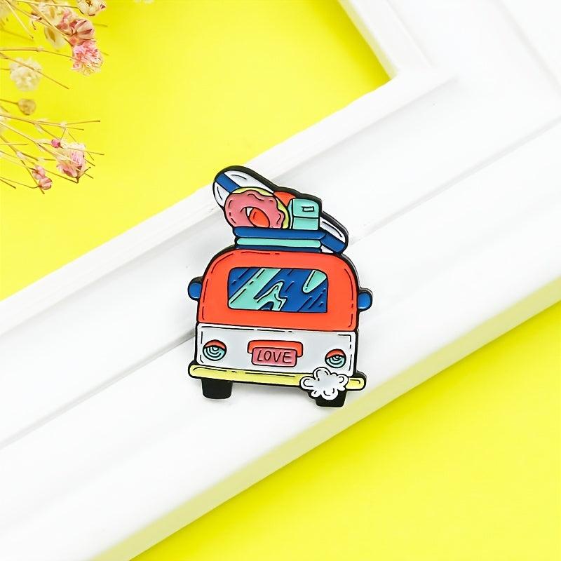 Love Bus Brooch Pin Vintage Style Enamel Jewelry