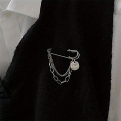 Minimalist Tassel Chain Brooch Pin Clothes Accessories
