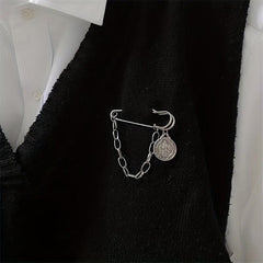 Minimalist Tassel Chain Brooch Pin Clothes Accessories