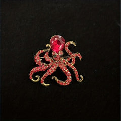 Octopus Enamel Pin Rhinestones Brooch Sea Animal Crystal Jewelry