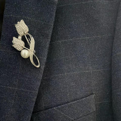 Men's Pearl Corsage Pin Brooch for Suit Sweater