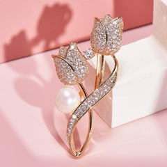 Men's Pearl Corsage Pin Brooch for Suit Sweater