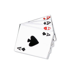 Irregular Poker Ace Silvery Lapel Pin Engraved Brooch-Men