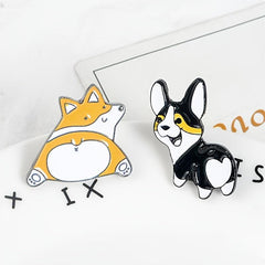 Corgi & French Bulldogs Enamel Brooch Pin