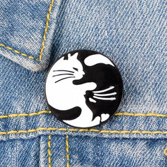 Cute Cat Hugging Brooch Cowboy Bag Accessory