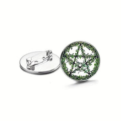 Green Plant Rattan Pentagram Brooch Tree Pendant Wiccan Star Pentacle Jewelry