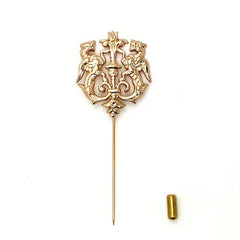 Double Lion Brooch Vintage Animal Collar Pin for Men
