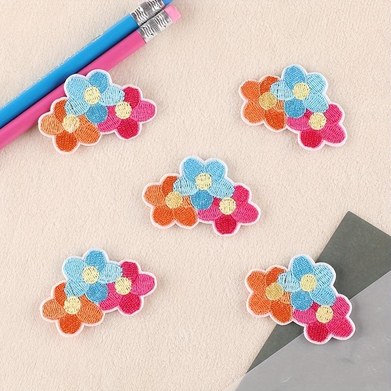 5pcs Flower Embroidery Patches DIY Iron on Model Stickers For Girls