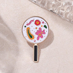 Colorful Bacterial Magnifying Glass Brooch Pin Jewelry