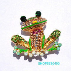 Men's Rhinestone Frog Brooch Enamel Pin Wedding Party