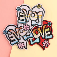 3pcs Love Pattern Embroidery Patches Fabric Art Decor DIY Clothes Accessories