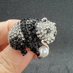 Panda Rhinestone Crystal Brooch Costume Clothes Pin Jewelry Gift
