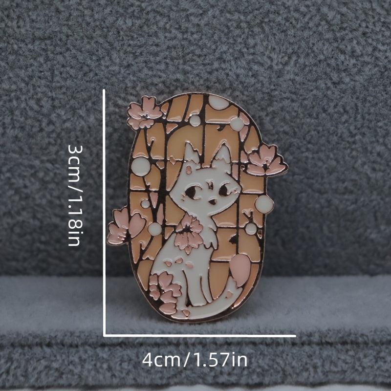 Funny Cartoon Cat Rose Anime Pin for Backpacks