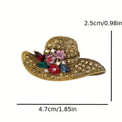 Sun Hat Rhinestone Brooch Wedding Coat Pin