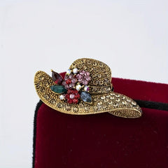 Sun Hat Rhinestone Brooch Wedding Coat Pin