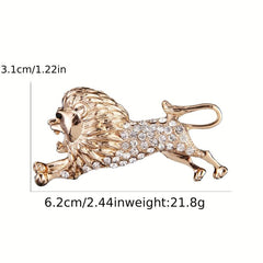 Domineering Lion Chest Pin with Artificial Diamond Clothing Brooch