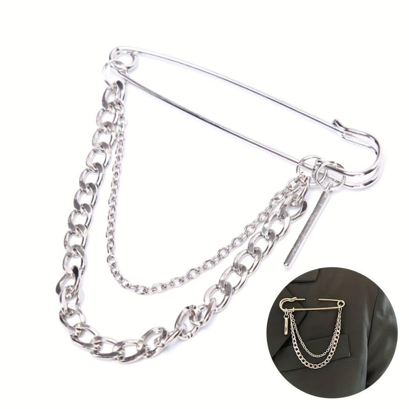 Classic Tassel Chain Pin Brooch Punk Hip Hop Jewelry