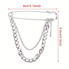 Classic Tassel Chain Pin Brooch Punk Hip Hop Jewelry