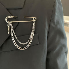 Classic Tassel Chain Pin Brooch Punk Hip Hop Jewelry